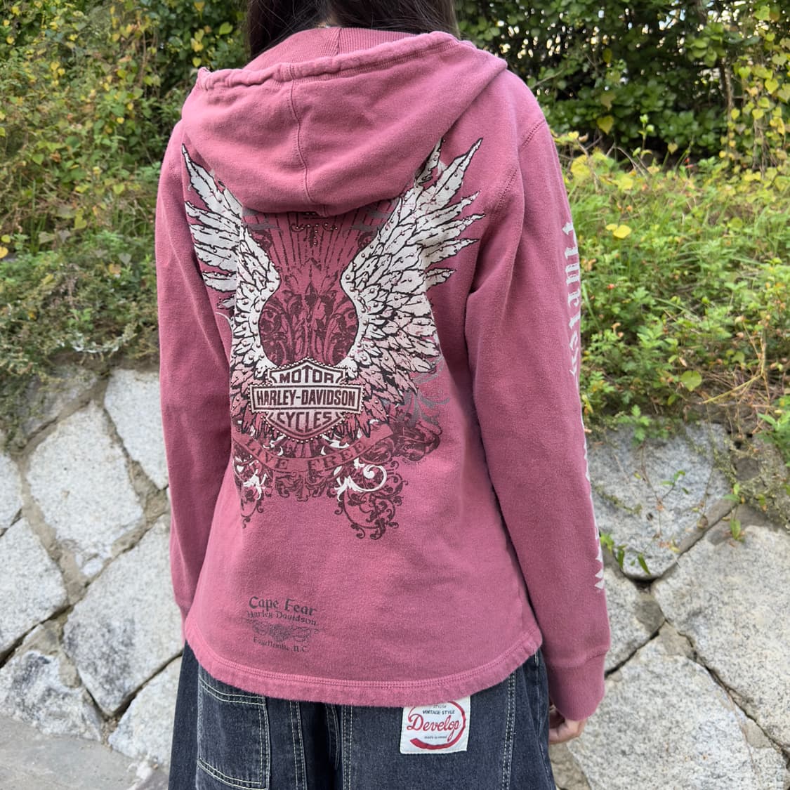 2010 할리데이비슨 레드 빈티지 윙 후드 집업 상품이미지8