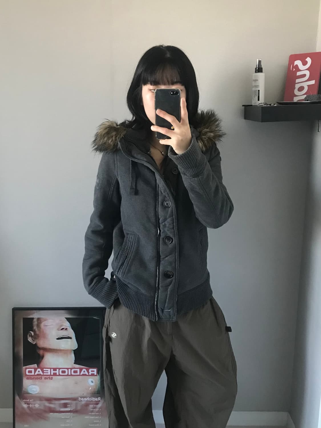 아베크롬비 헤비 코튼 차콜 울프죠 후드집업 상품이미지4