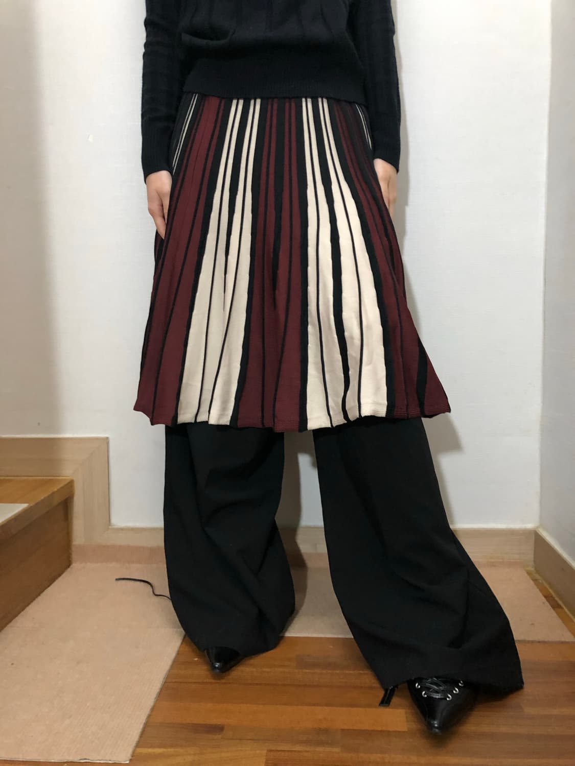 빈티지 컬러 믹스 스트라이프 스커트 상품이미지1