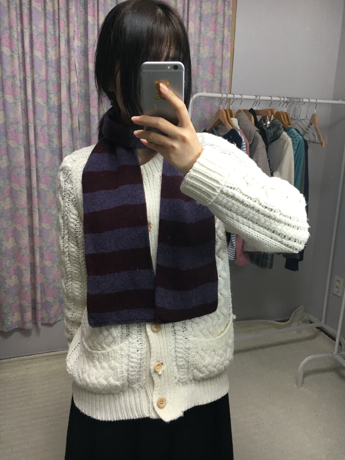 퍼플 버건디 스트라이프 머플러 상품이미지8