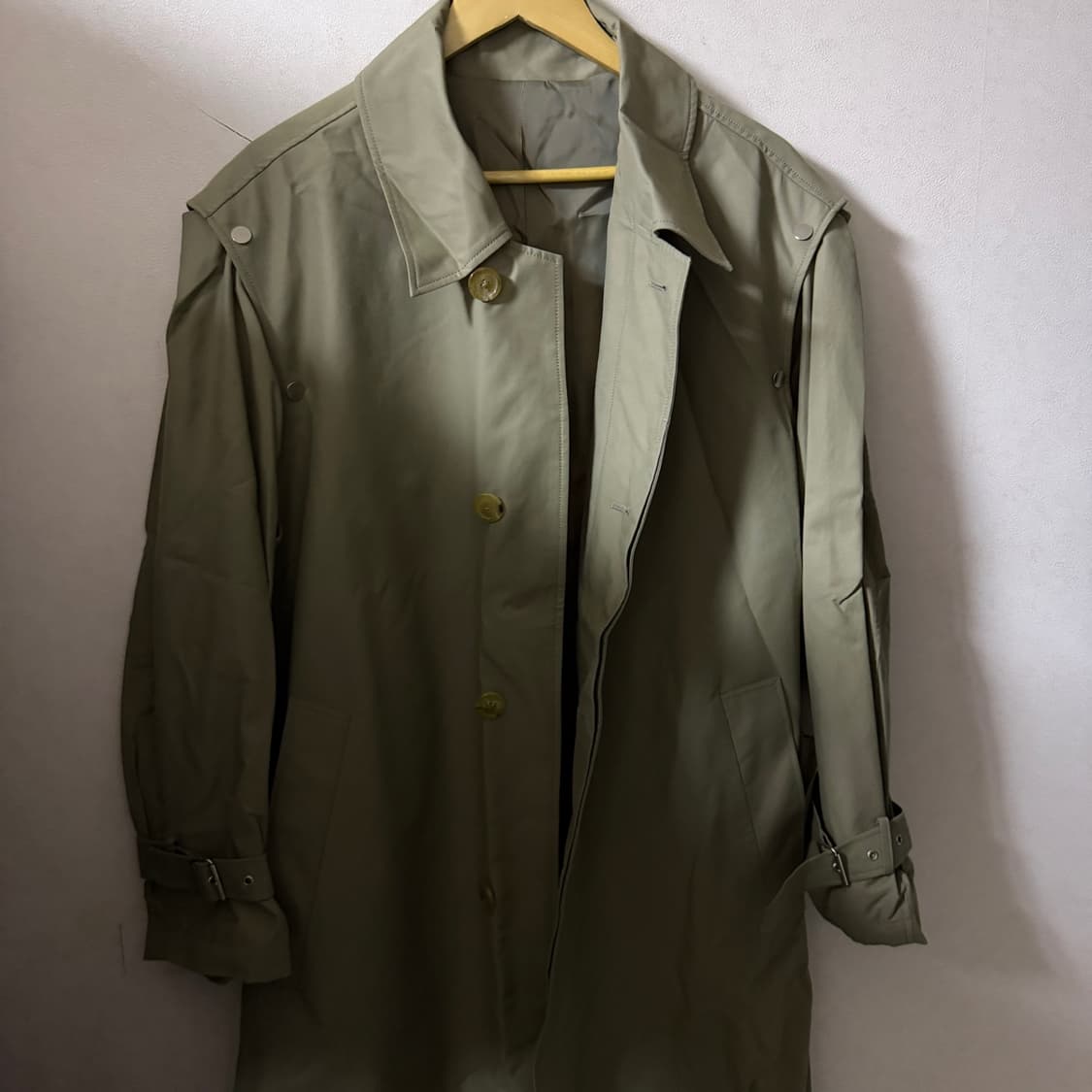 솔리드옴므 우영미 남성 히든버튼 맥코트 카키 48 (남성 105까지) 상품이미지10