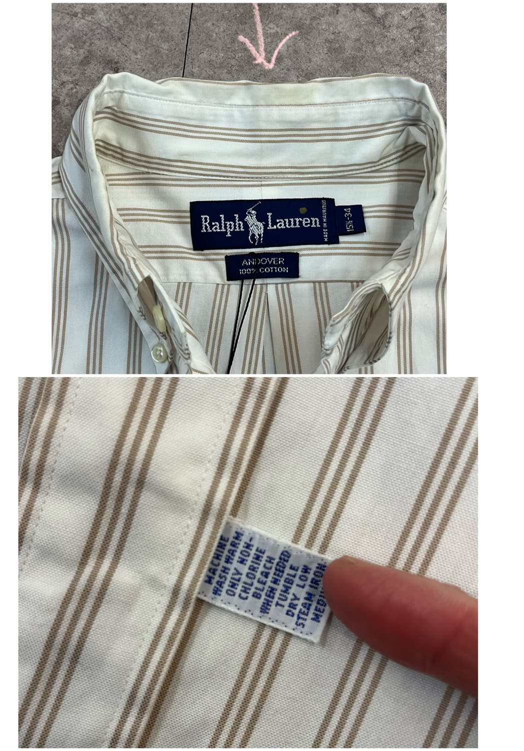 폴로 랄프로렌 스트라이프 셔츠 베이지 #csz3663 상품이미지3