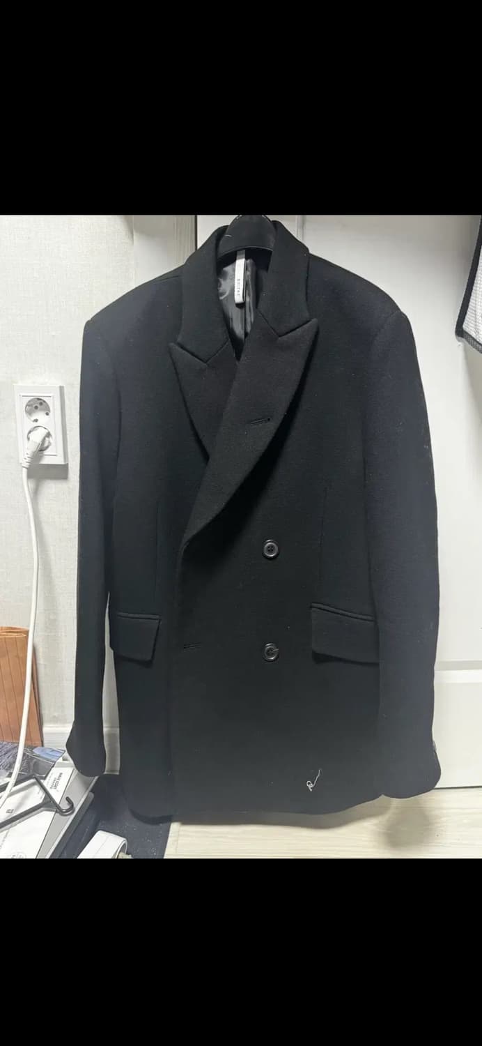 무료배송) 노이어 울 트윌 더블 브레스티드 하프 자켓 블랙 50 size 상품이미지1