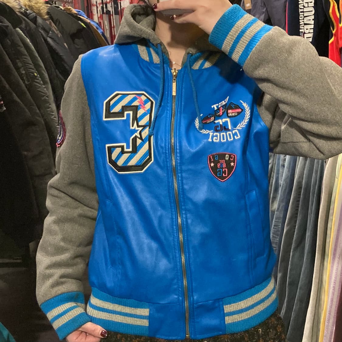 [IM]coogi 크롭 바시티자켓 블루 (후드o) 상품이미지5