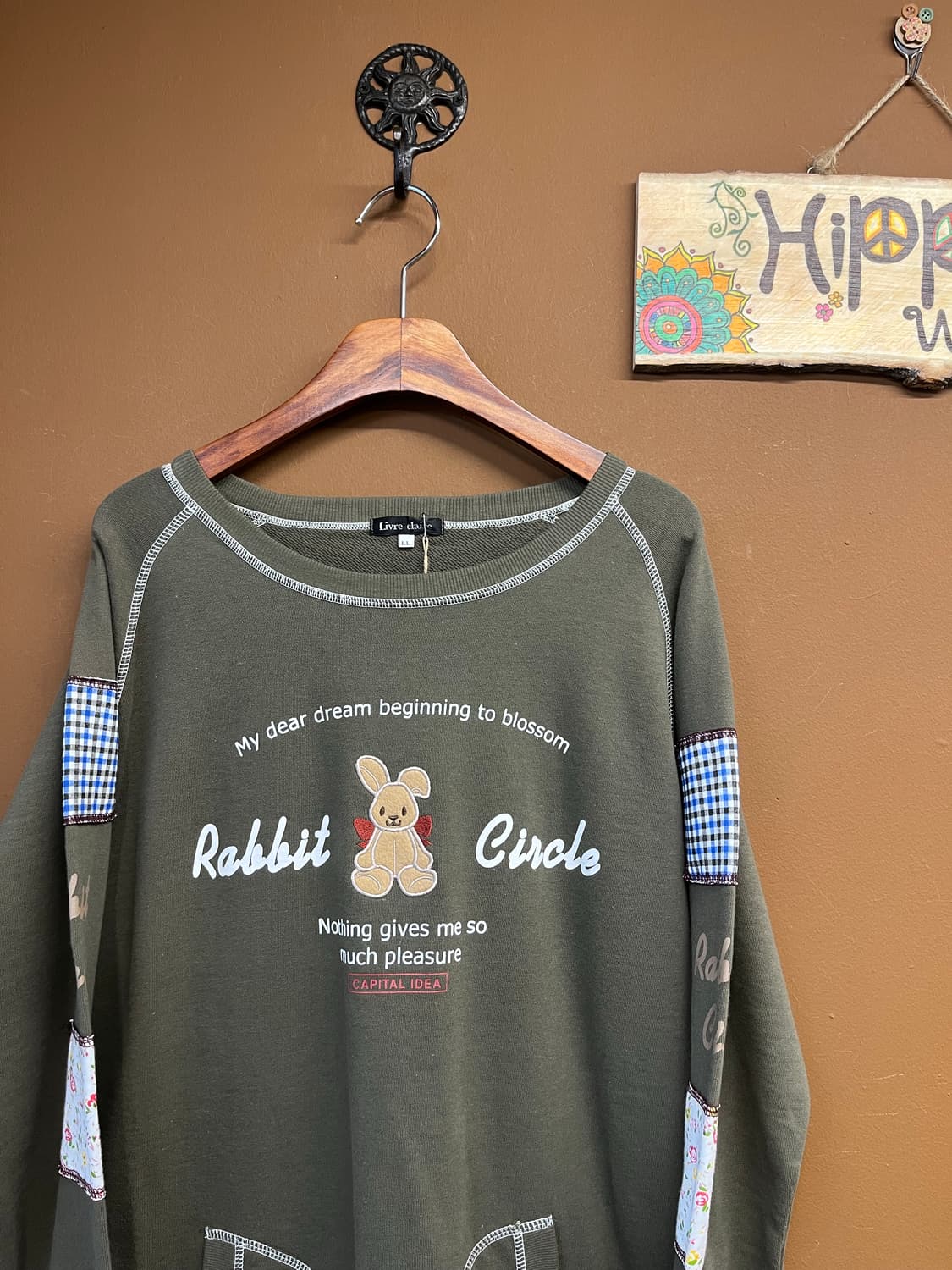 일본 빈티지 패치포인트 카키 맨투맨 상품이미지2