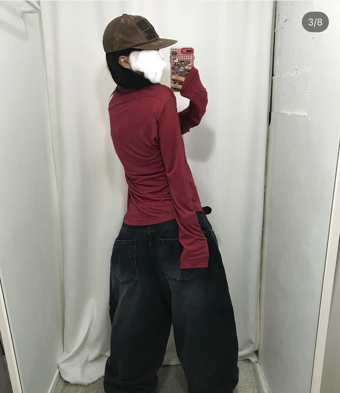 비비안웨스트우드 레드라벨 오알비 스트라이프 가디건 레드 버건디 상품이미지3