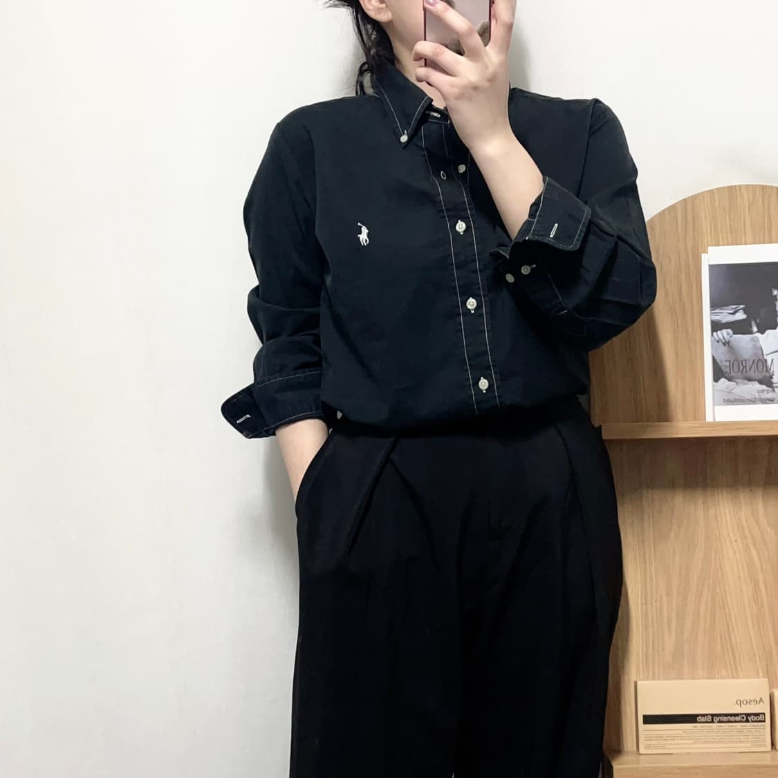 [정품] 폴로 블랙 / 화이트포니 스티치 셔츠 [ 16 ] 상품이미지1