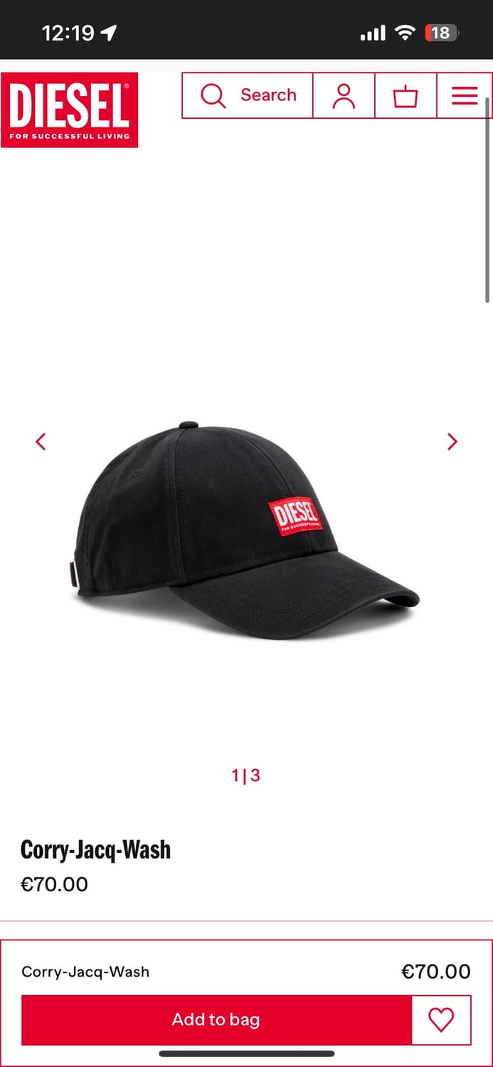 Diesel Logo Patch Baseball cap (새상품) 상품이미지1