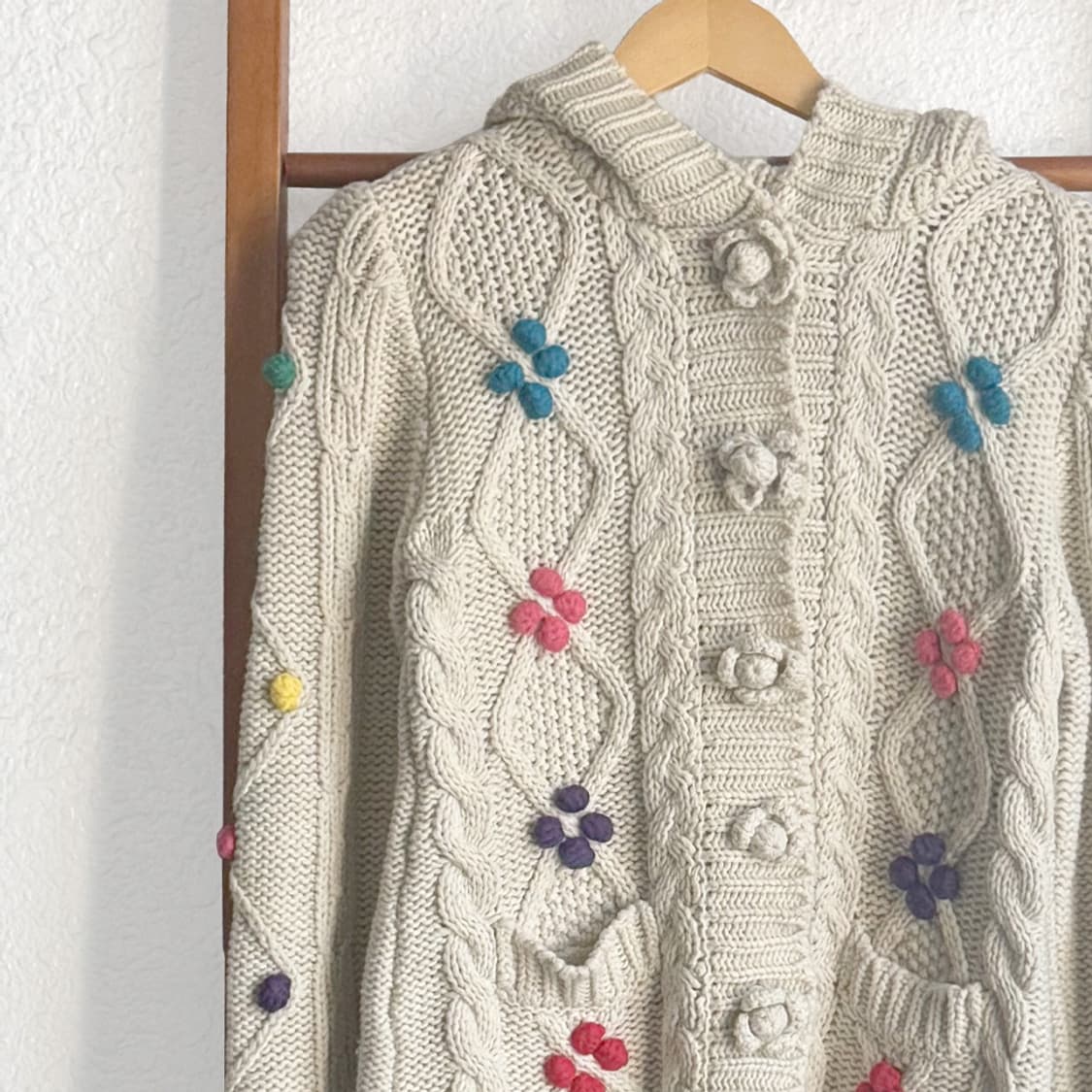 플로랄 캔디 후드 니트 롱 가디건 상품이미지2