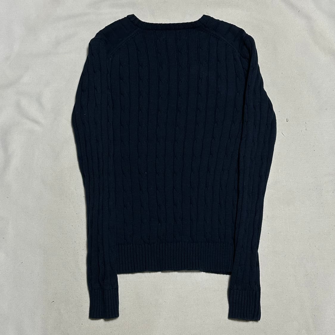 S 폴로랄프로렌 여성용 네이비 브이넥 케이블 니트  상품이미지3