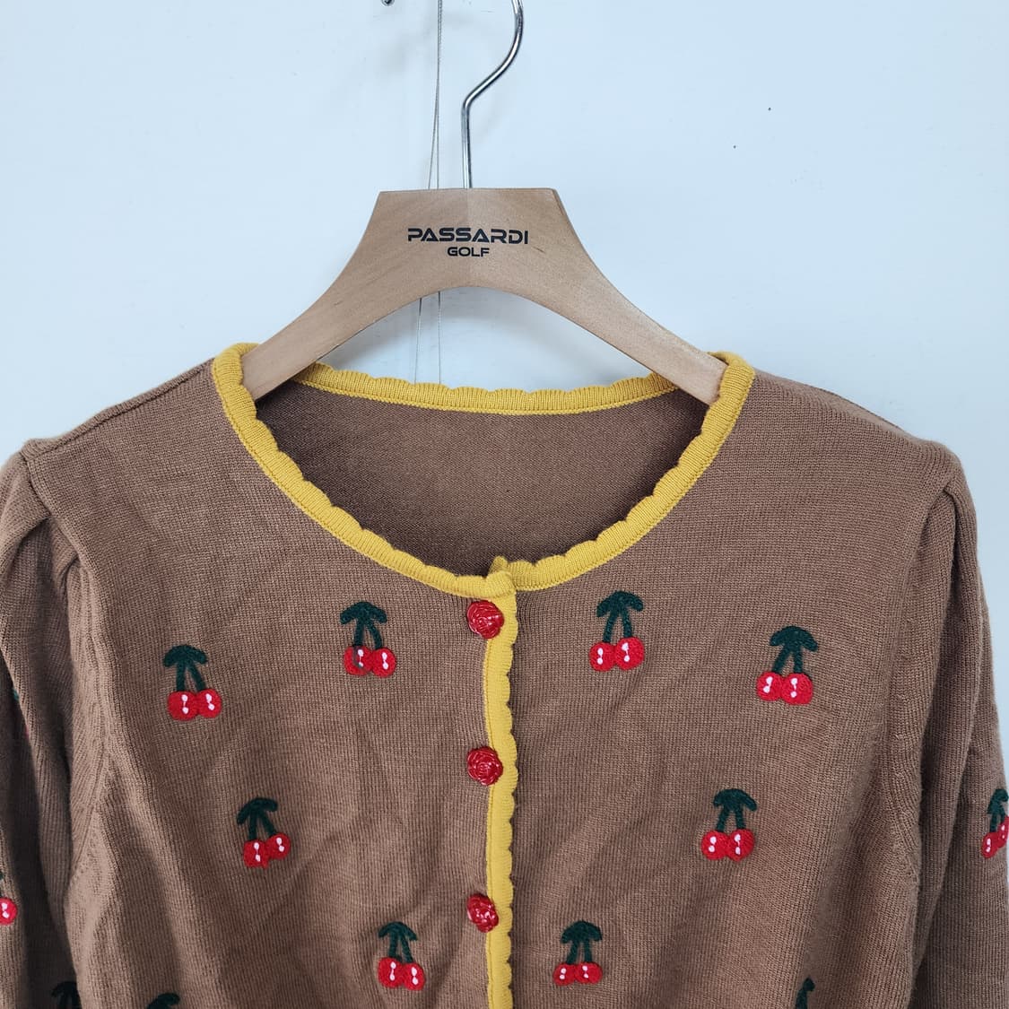 수입 체리 자수 가디건 브라운 상품이미지3