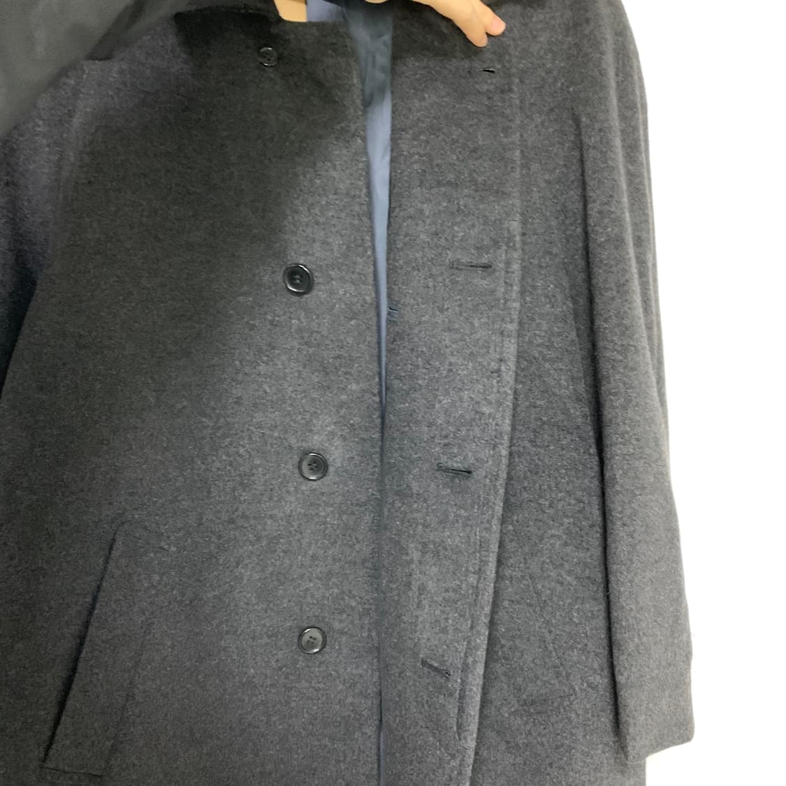 빈티지 캐시미어 100% 킨록 앤더슨 하프코트 차콜 M 상품이미지4