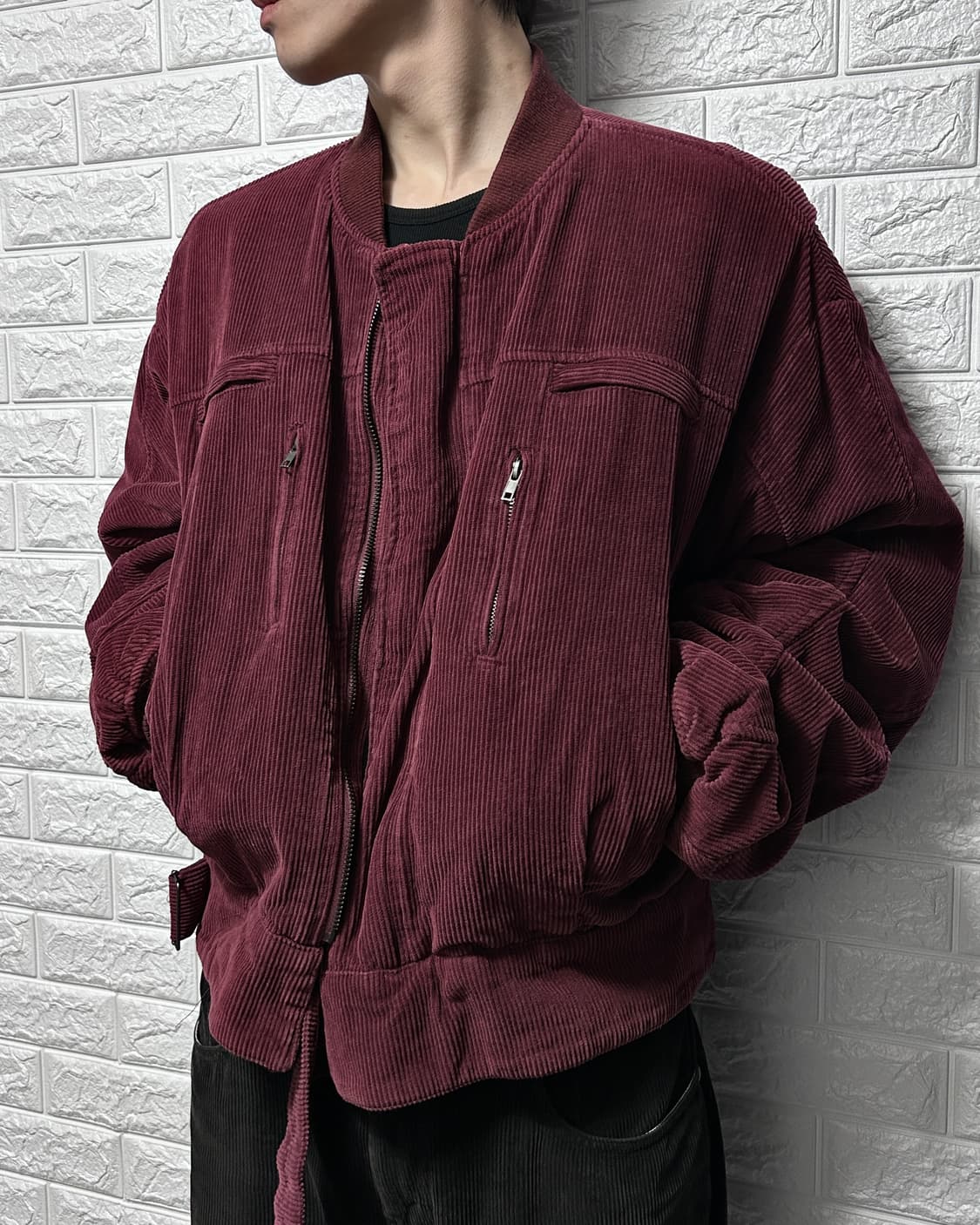 와인 버건디 코듀로이 봄버 자켓 상품이미지2