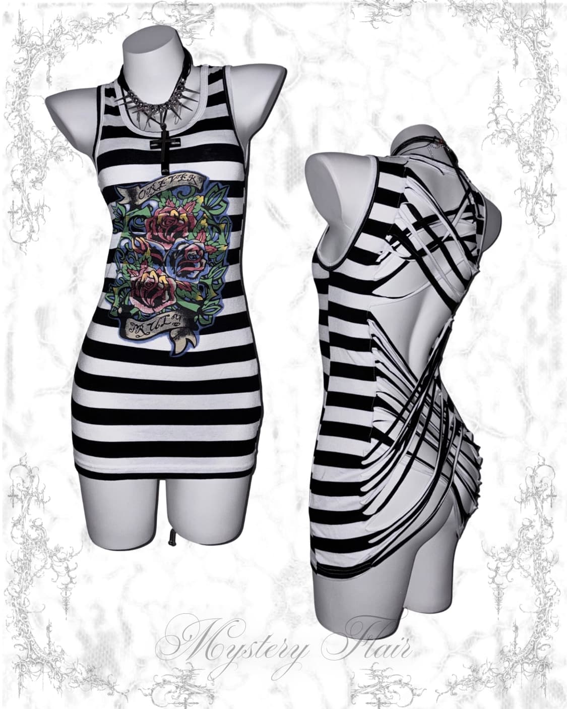 00s 에드하디맛 갸루펑크 슬림핏 스트라이프 원피스 상품이미지1