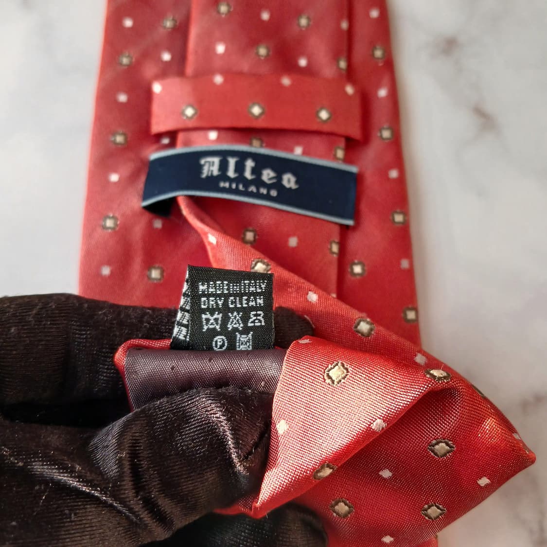 알테아 실크 오렌지 패턴 넥타이 9.2cm A등급 A19253
 상품이미지10