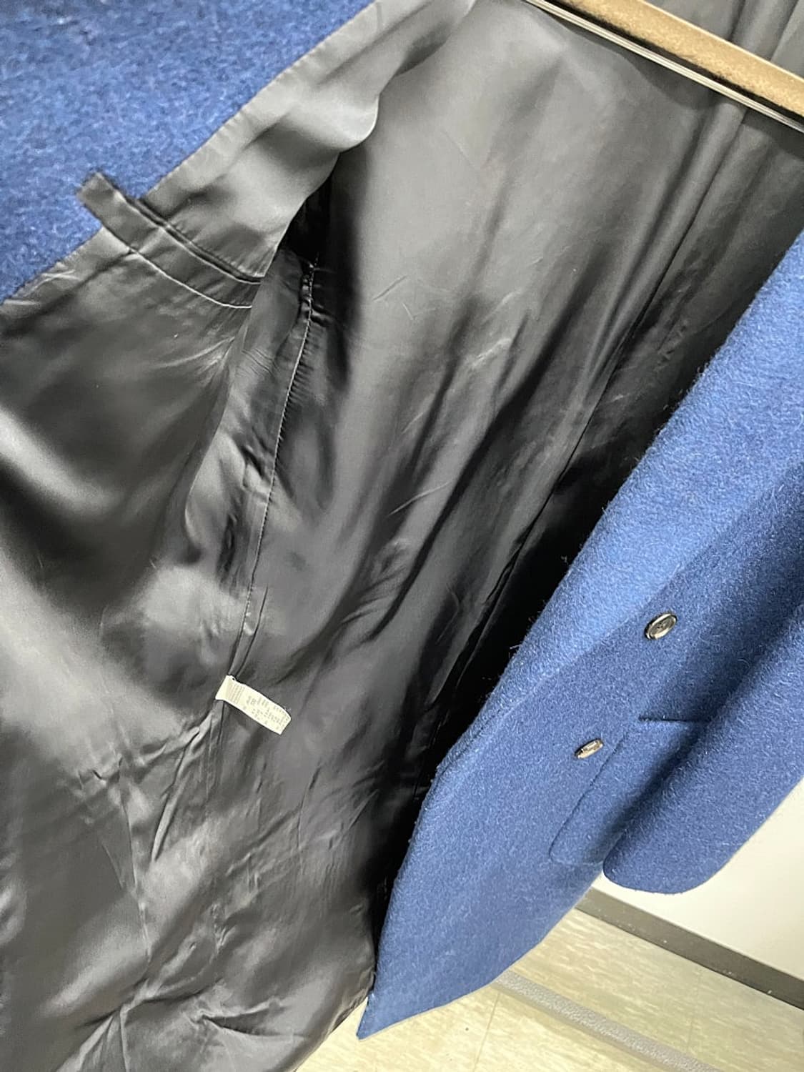 100)시스템옴므 딥블루 울코트  상품이미지3