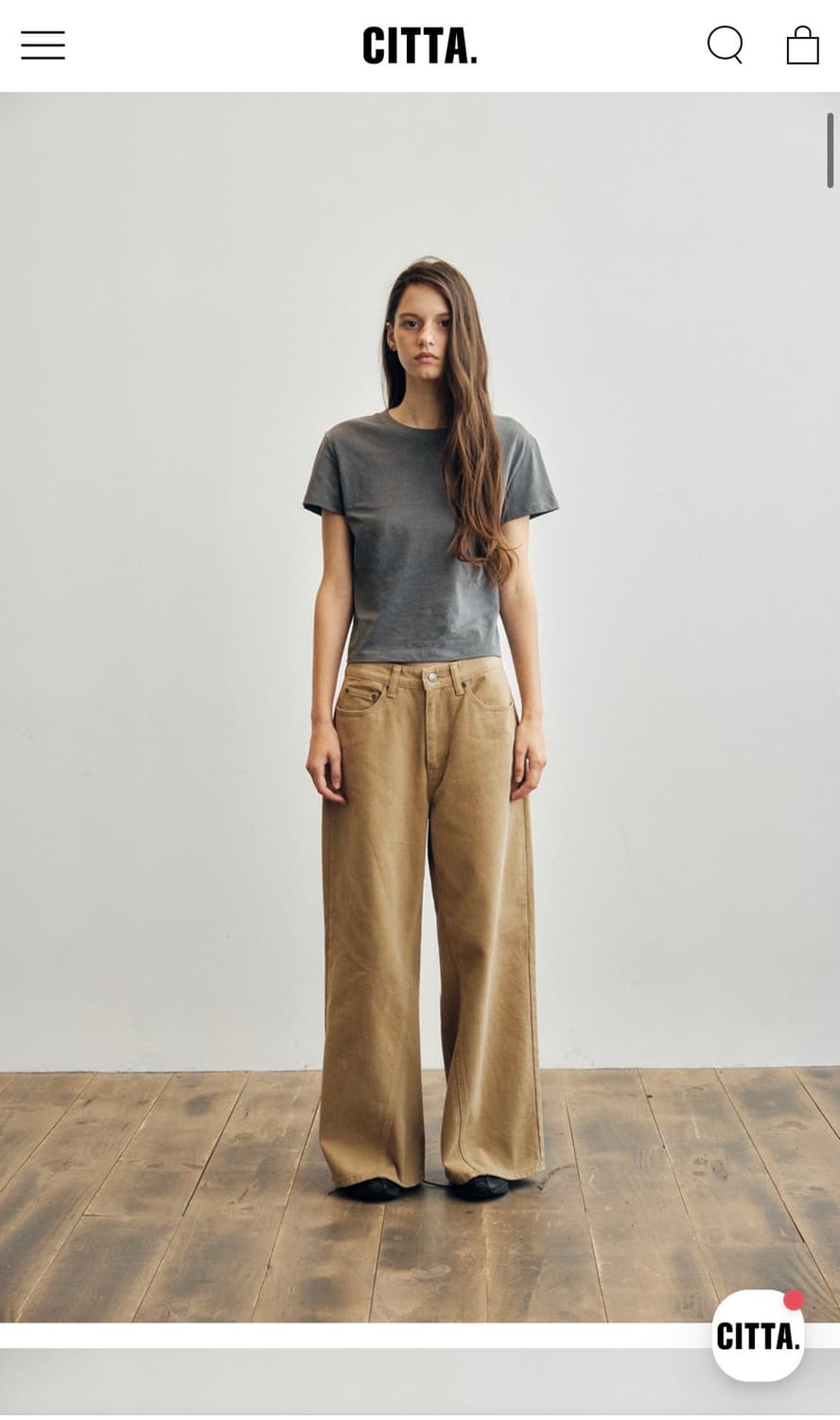 CITTA 벨루어 커브드 오버 팬츠 상품이미지2