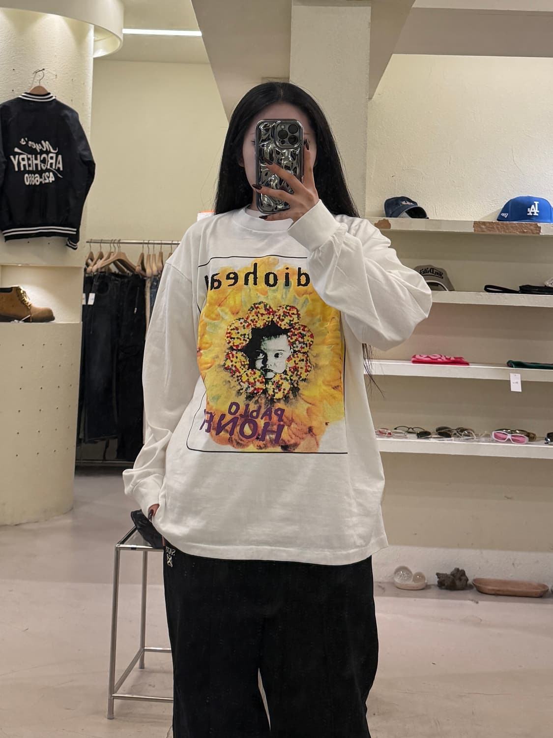 빈티지 라디오헤드 그래픽 프린팅 롱슬리브 U1265 상품이미지1