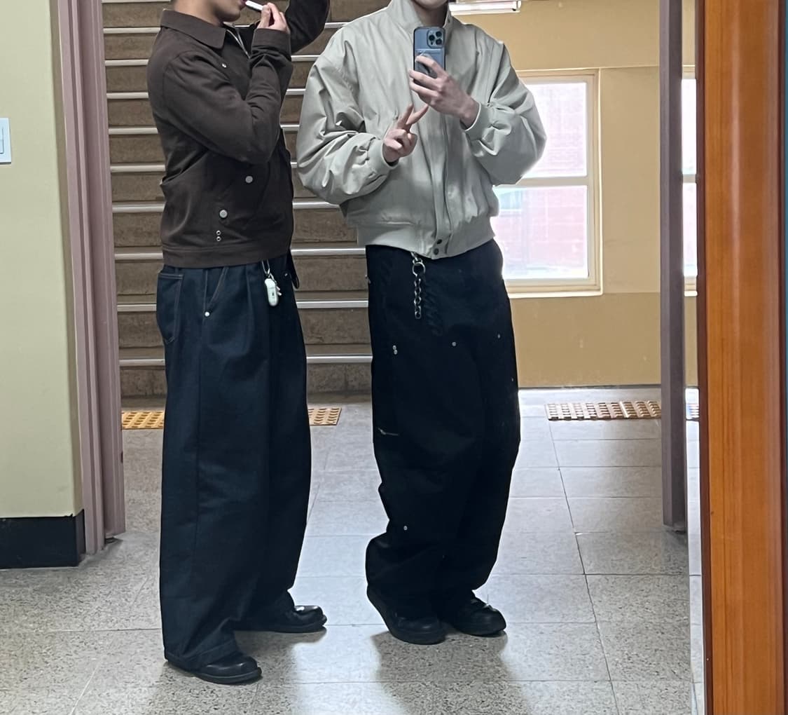 알렌느 레이어드 해링턴 블루종 크림 베이지 상품이미지5