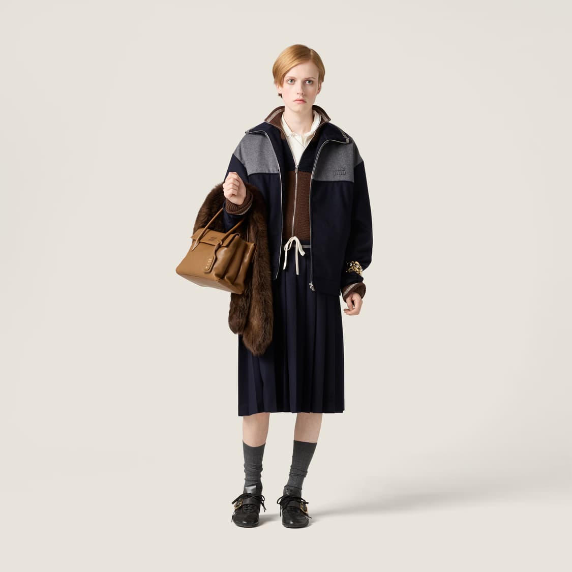 (새제품) miu miu 미우 미우 벨루어 캐시미어 블루종 지퍼 재킷 3 상품이미지2