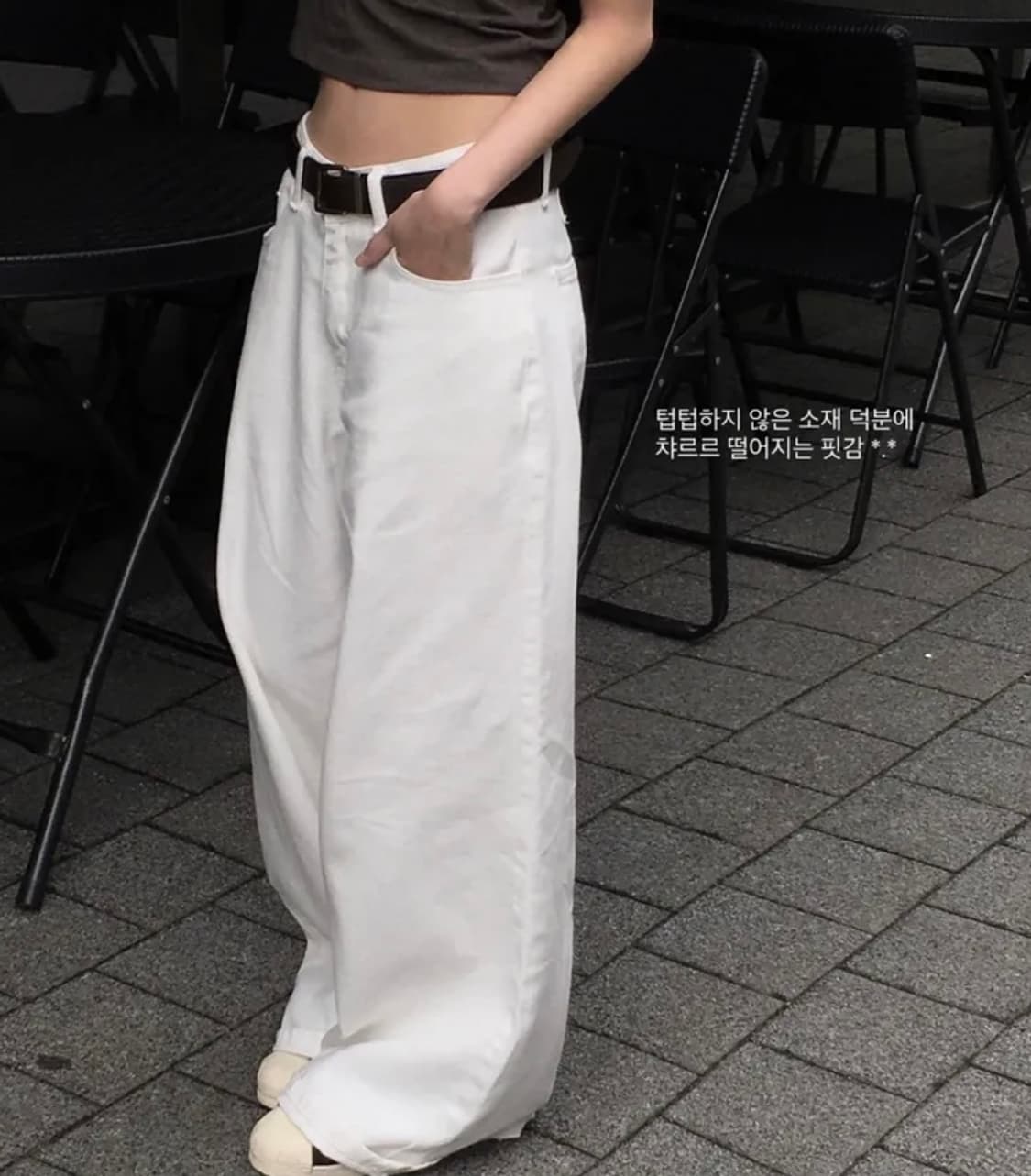 화이트 와이드 데님팬츠 상품이미지4