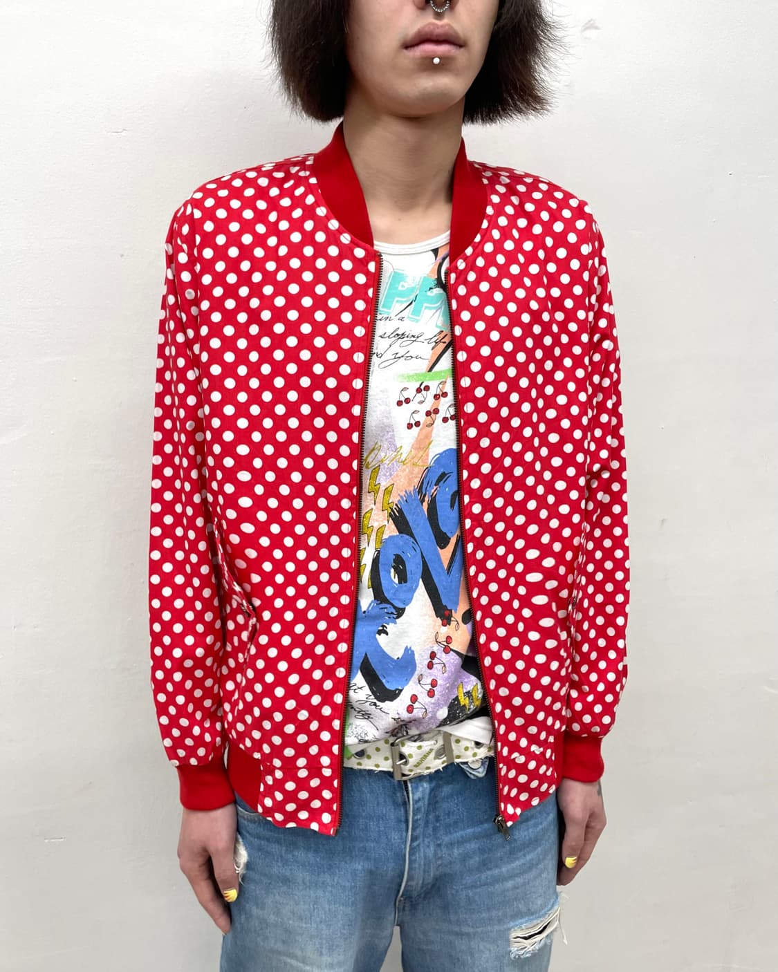 white dot red jumper 상품이미지3
