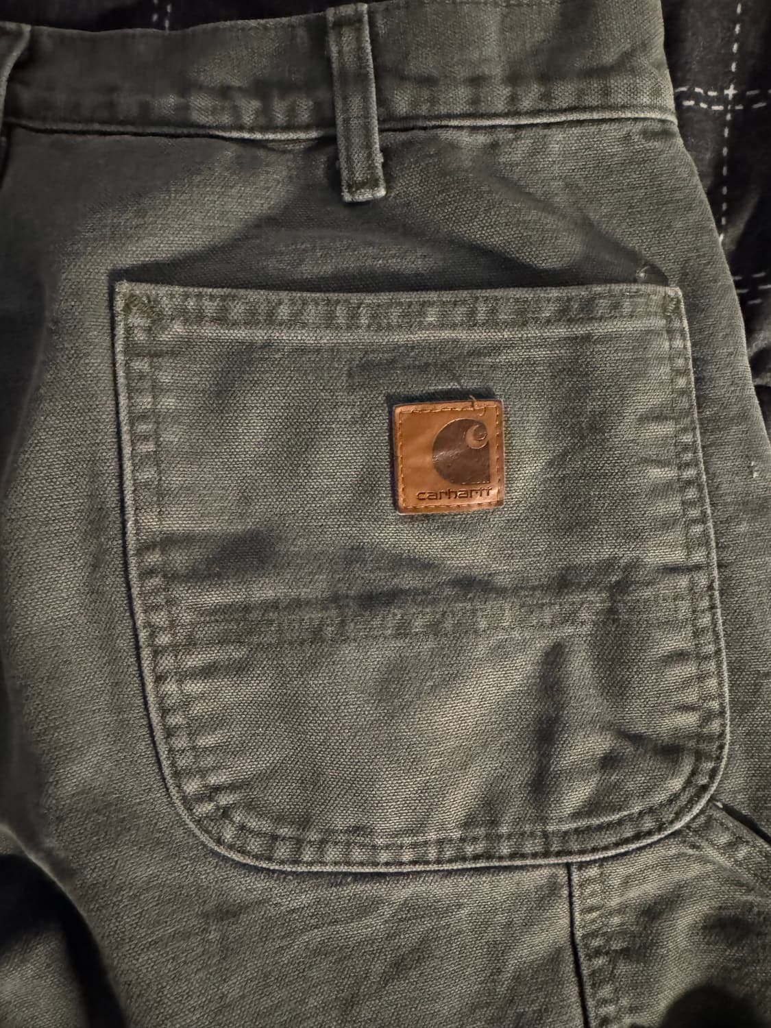 칼하트 USA 체크 라이닝 모스그린 카펜터 워크팬츠 32 상품이미지6