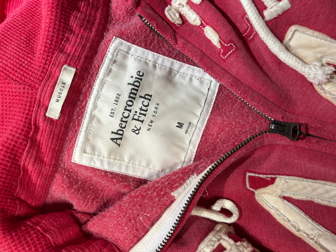 아베크롬비 피그먼트 핑크 기모후드 M 상품이미지3