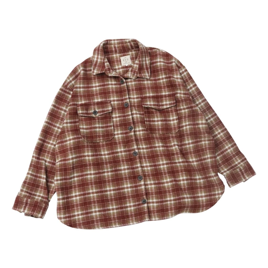 사만사 모스 Samansa Mos2 빈티지 레드 브라운 체크 플란넬 셔츠 상품이미지1