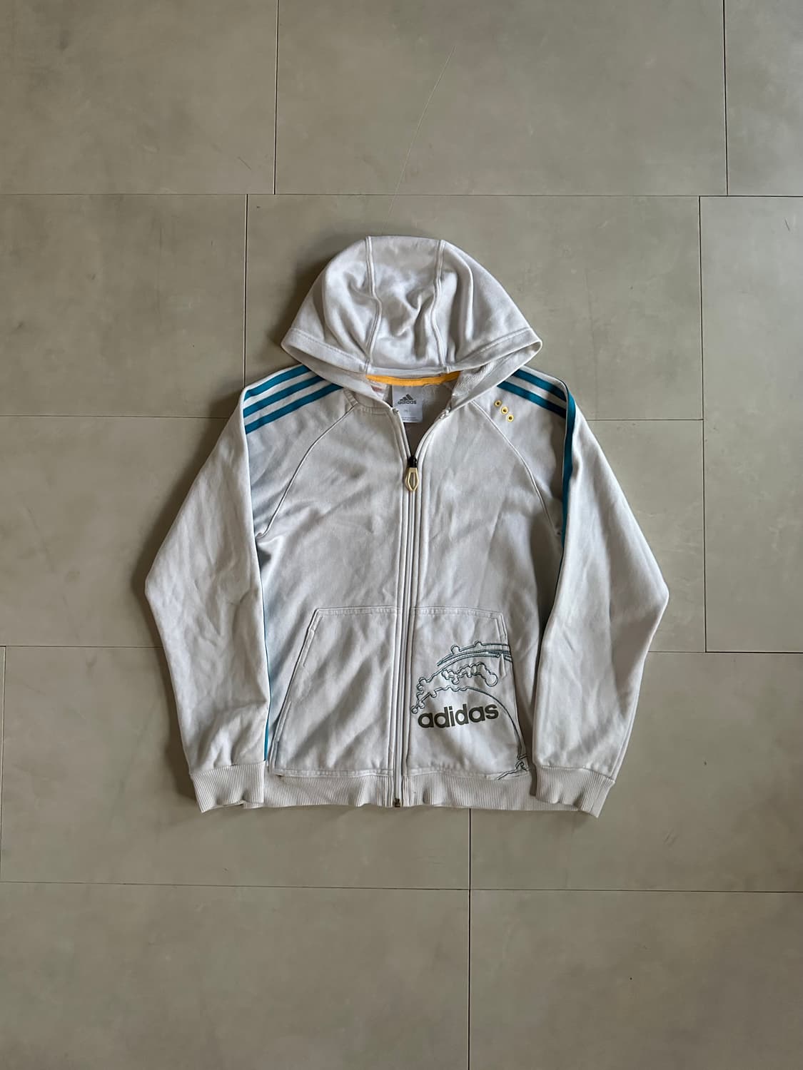 white blue cotton hood zip-up 상품이미지6