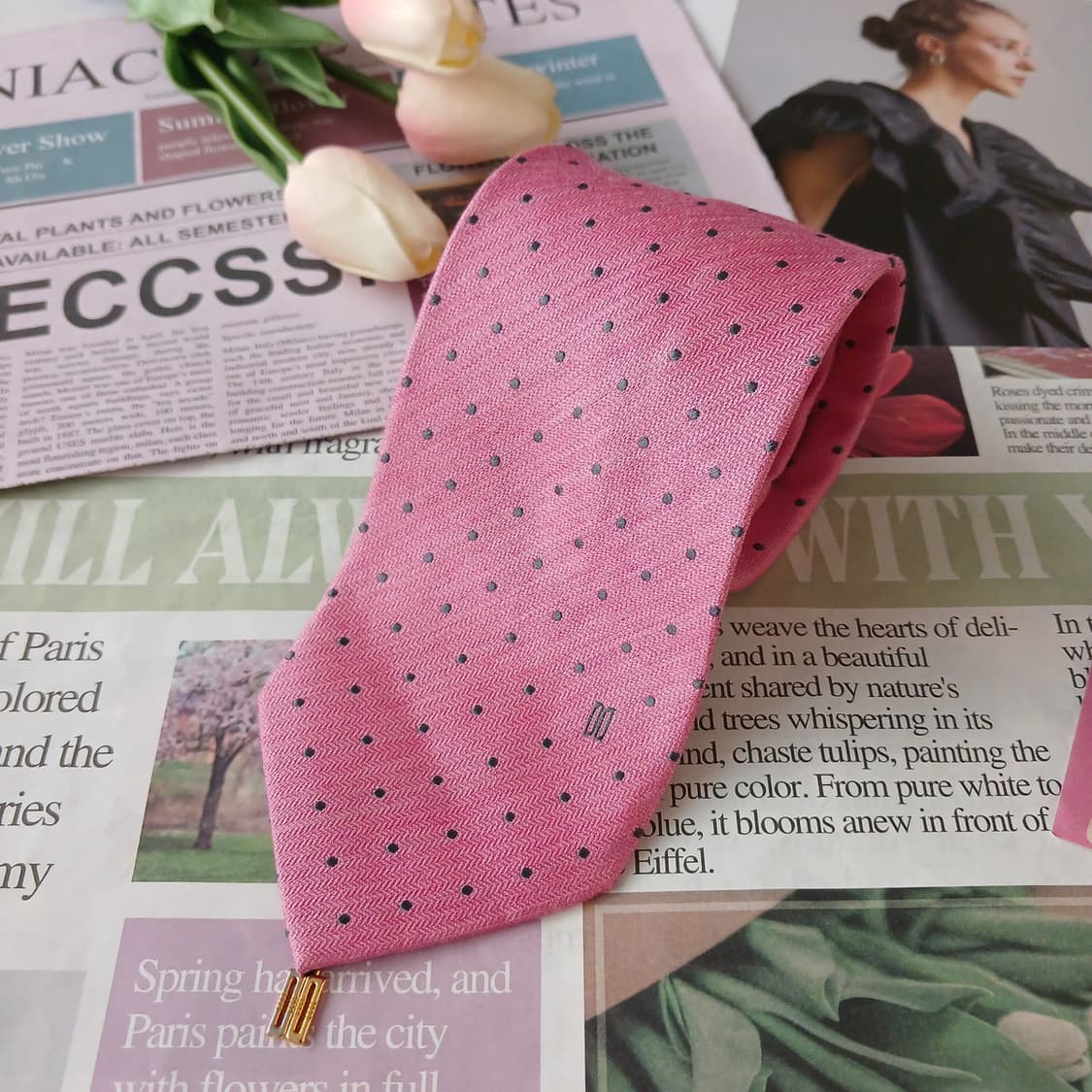 닥스 실크&폴리 핑크 도트 넥타이 8.2cm B등급 A19359
 상품이미지2