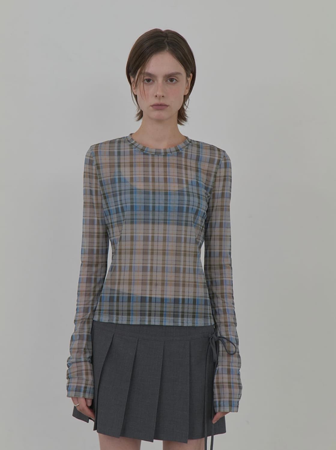 레이브 클래식 빈티지 체크탑 올리브01 상품이미지1