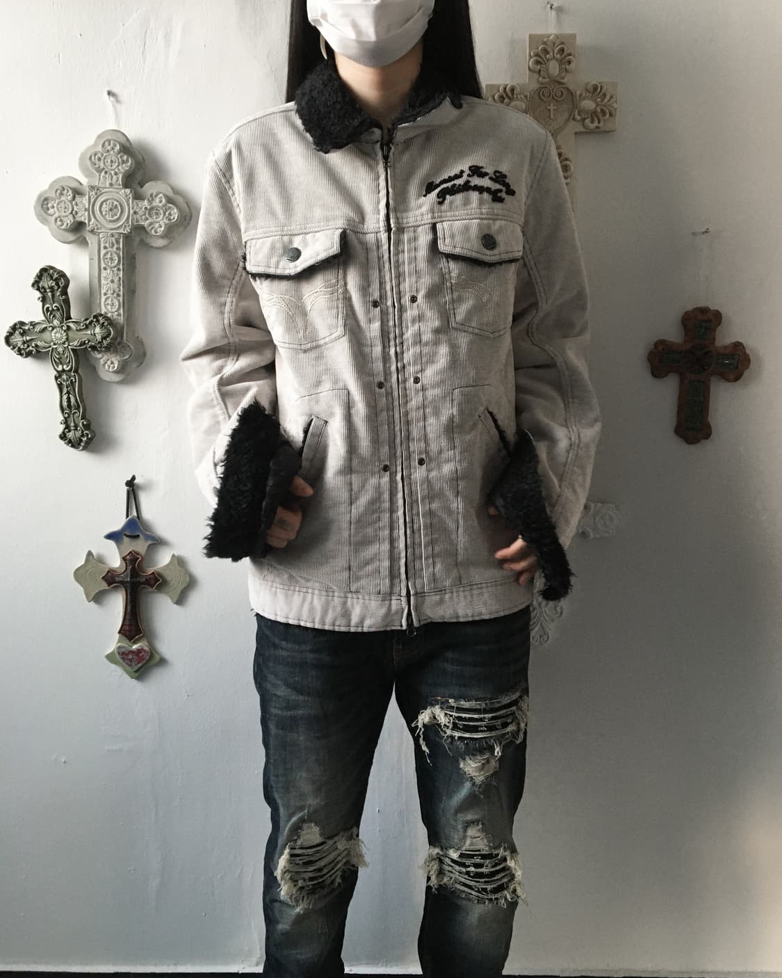 In the attic fake fur collar corduroy ja 상품이미지9