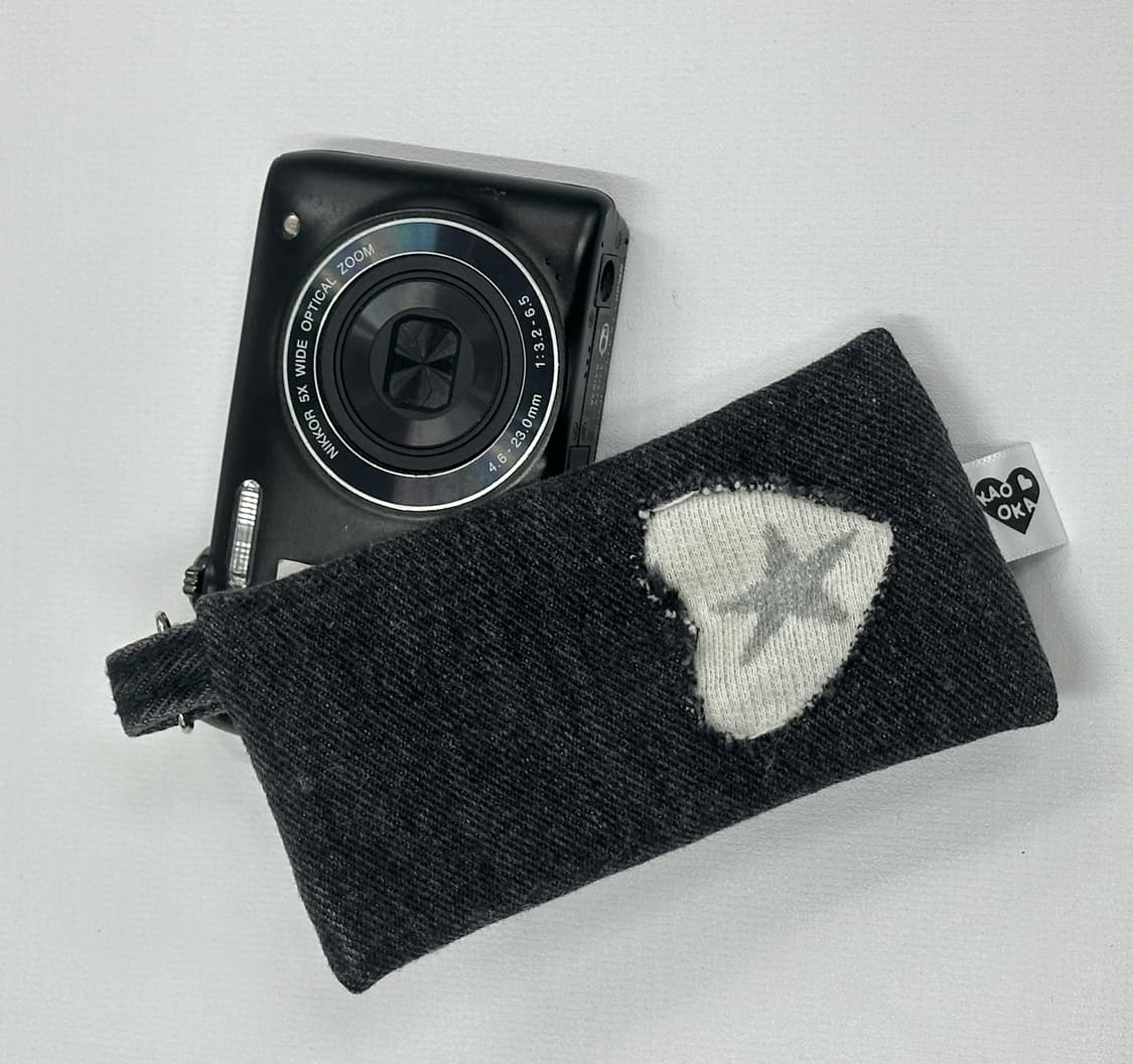 Y2K 흑청 데님 핸드메이드 그레이별 립 키링 파우치 상품이미지1