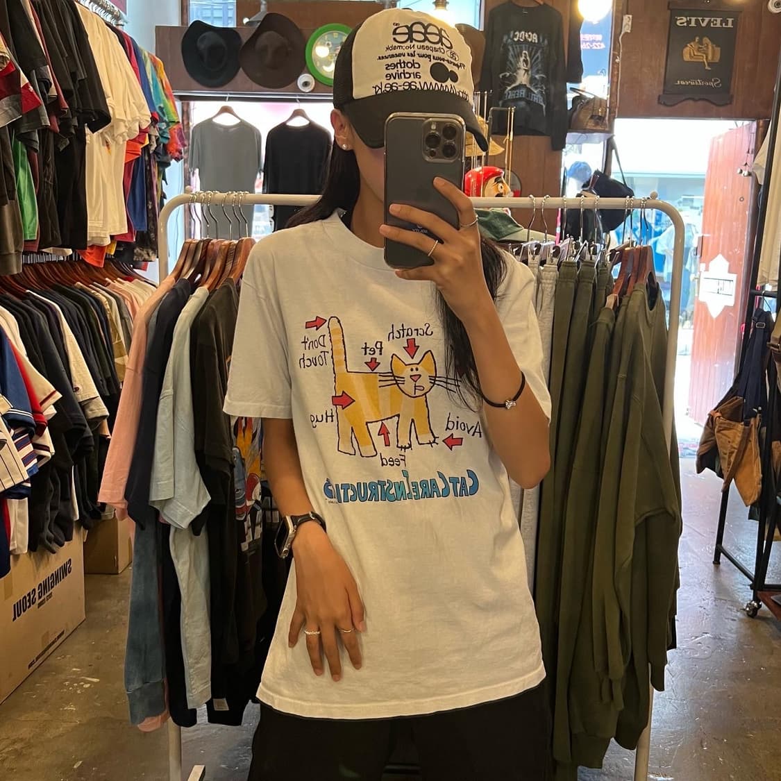 Vintage cat print T-shirt 상품이미지6