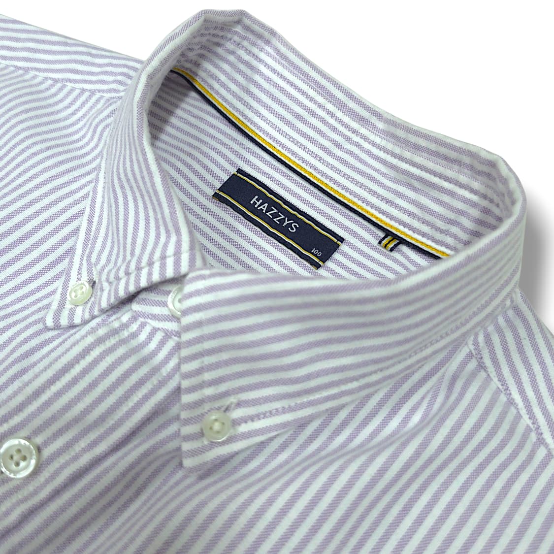 [100] 헤지스 핑크&화이트 스트라이프 버튼다운 코튼 긴팔셔츠 상품이미지7