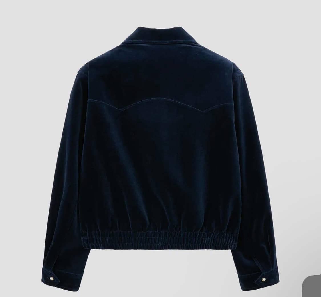 노이어 벨벳 웨스턴 크롭 블루종 (네이비) 52 상품이미지3