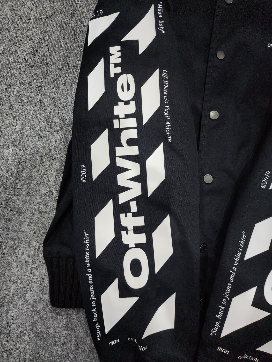 오프화이트 애로우 로고 블루종 봄버 자켓 L 상품이미지6