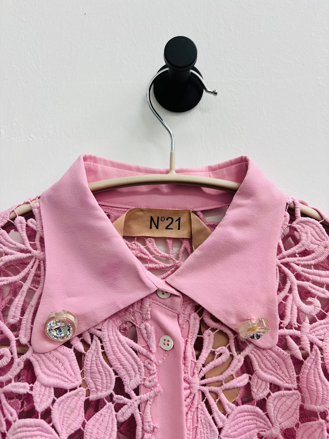 No21 (넘버투애니원) 핑크 레이스 셔츠 원피스 상품이미지4