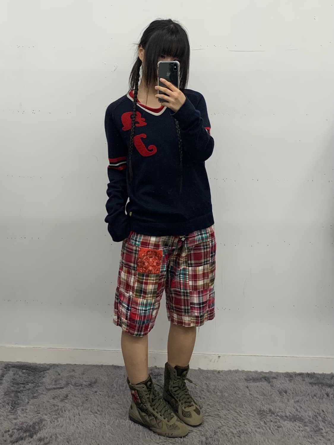 콜롬비아 패치워크 체크 반바지 상품이미지2