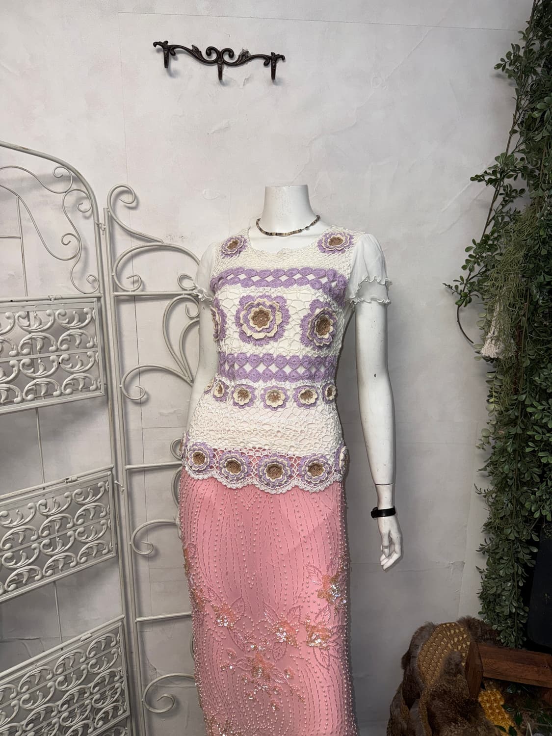 Maliani white purple flower crochet bl 상품이미지5
