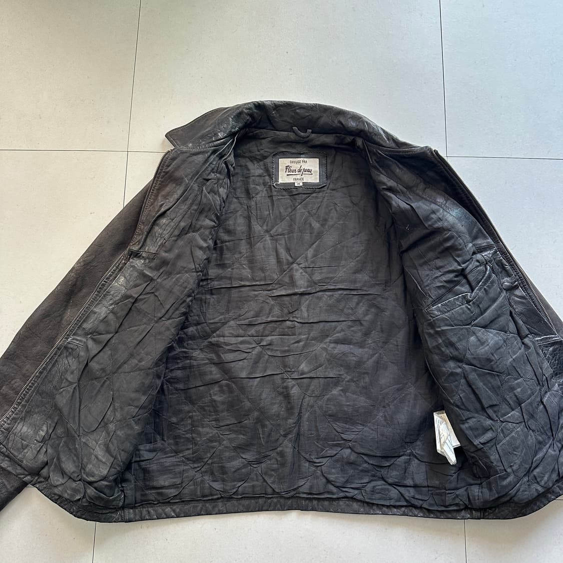 90s 프랑스생산 빈티지 플뢰르드뽀 버팔로 가죽 스포츠 자켓 M 상품이미지6