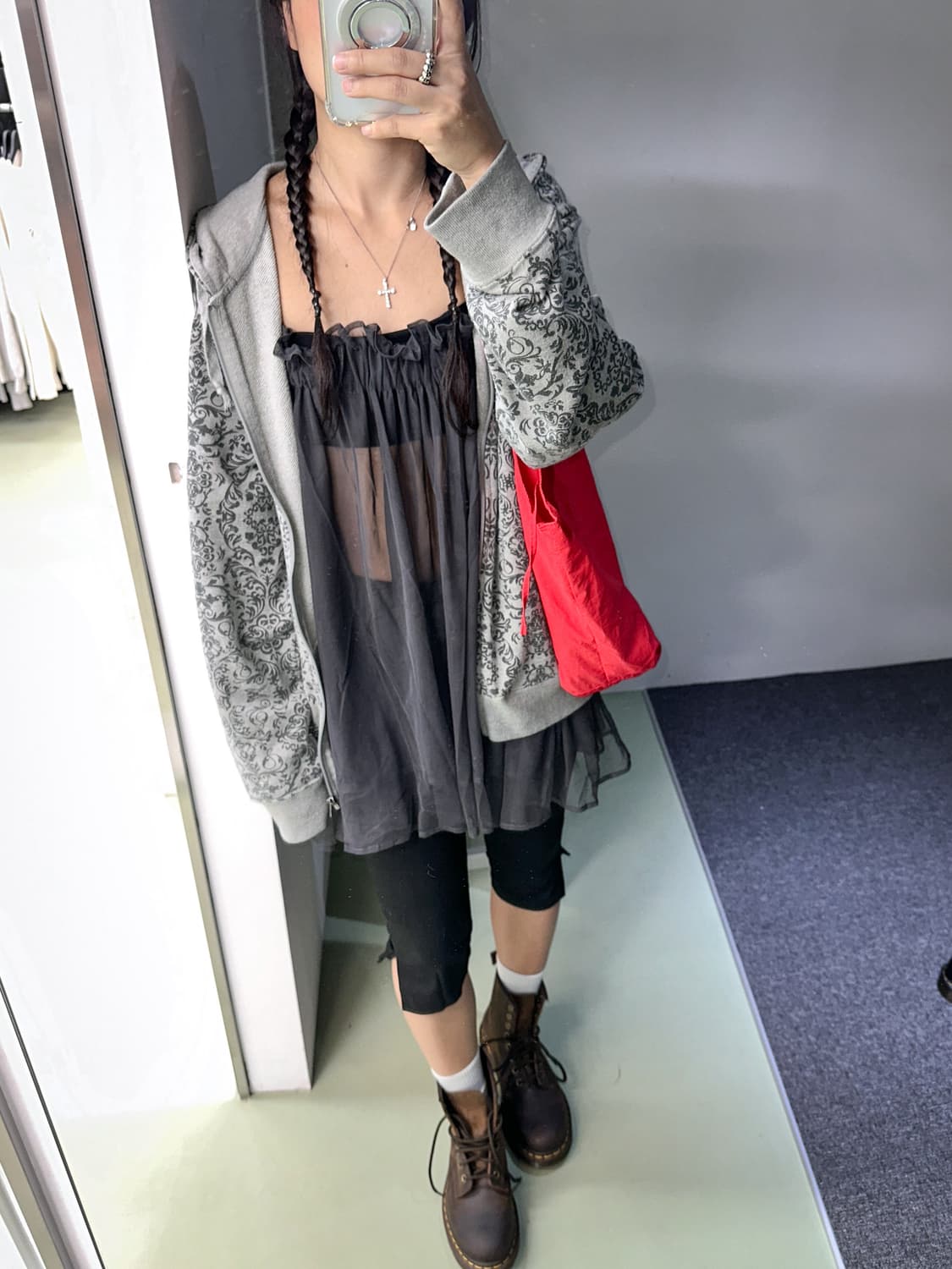 vintage pritned gray zip hoody 상품이미지4