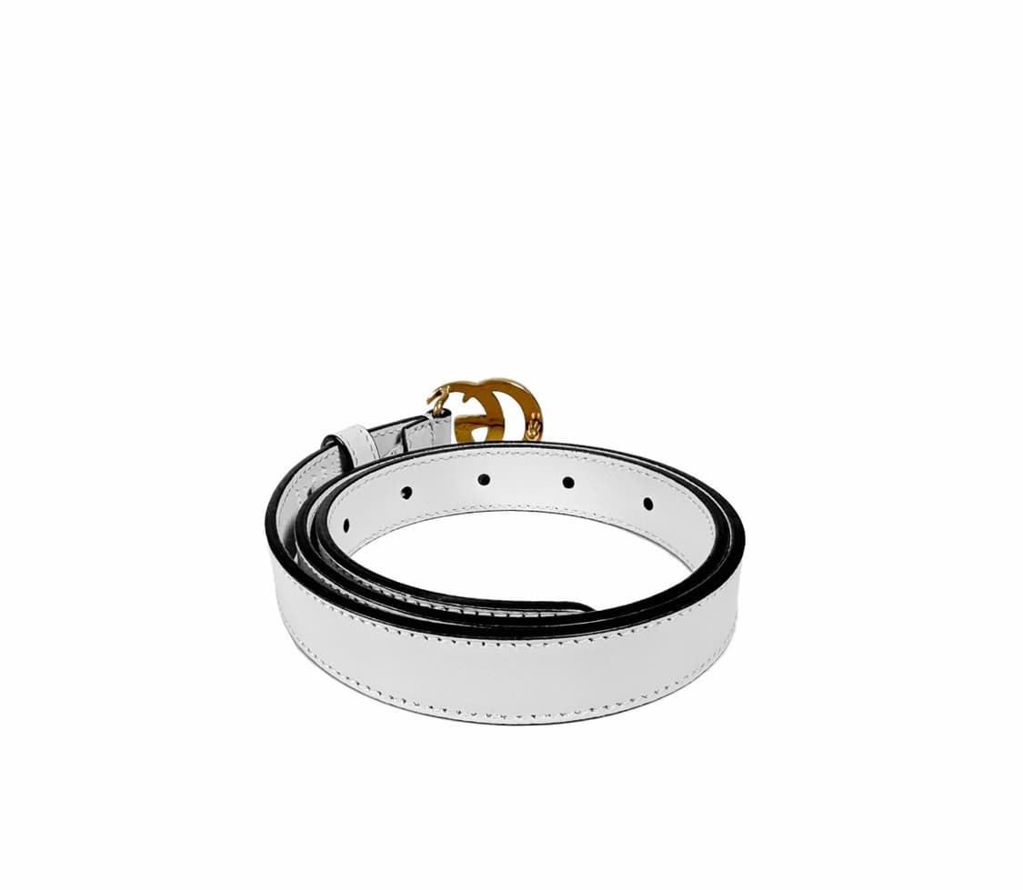 [65/26] 구찌 여성 마몬트 더블 GG 로고 버클 씬벨트 화이트 골드 상품이미지3