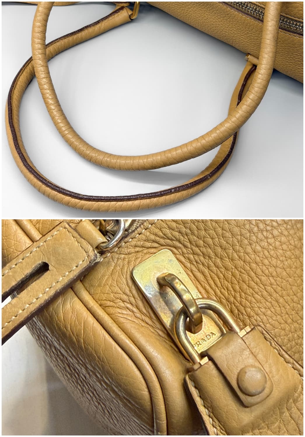 프라다 카멜 그레인 레더 보스턴 숄더백 상품이미지10