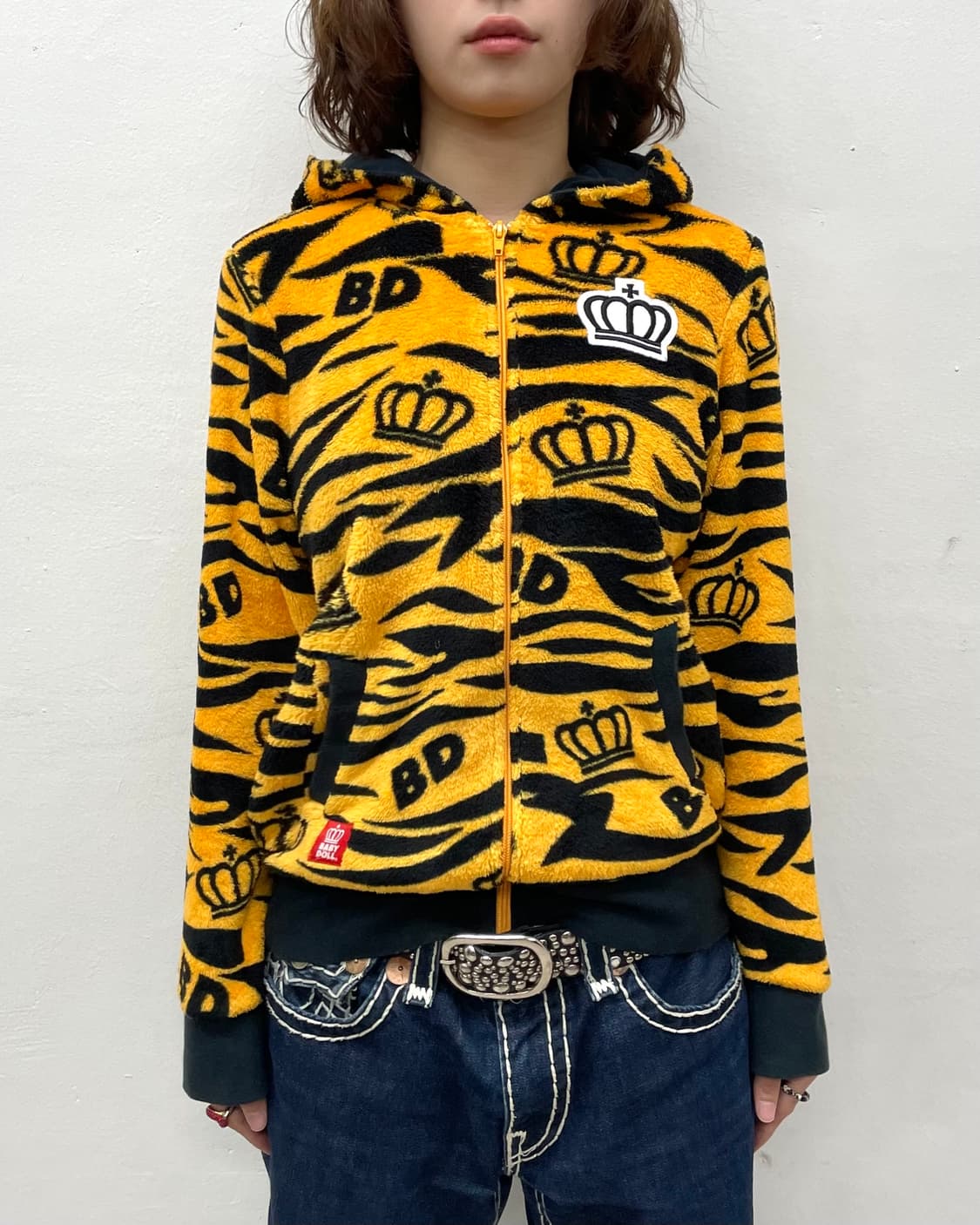 Baby Doll Yellow Zebra Fur Hooded Zip-Up 상품이미지2