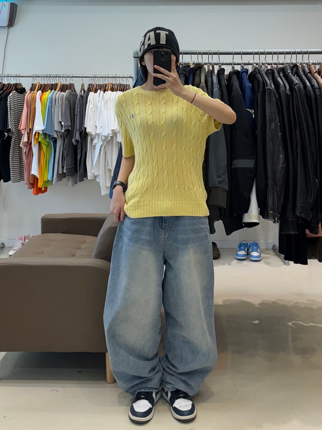 폴로 꽈배기 반팔 니트 옐로우 상품이미지4