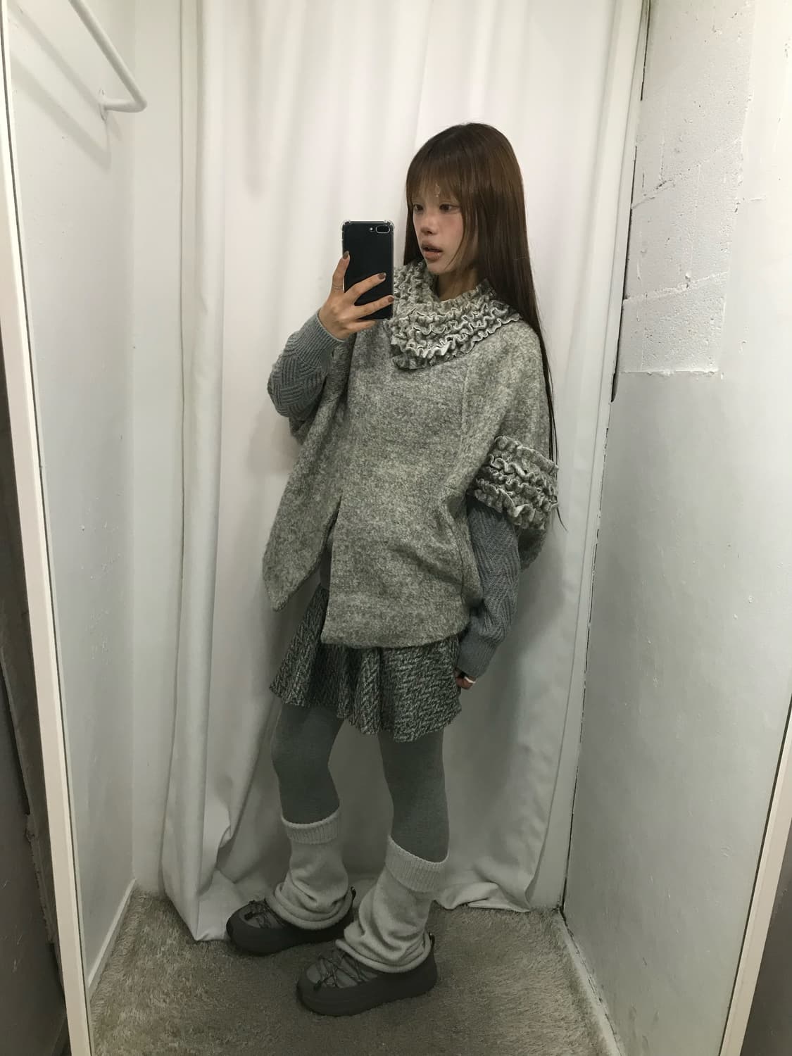 🎅🏻그레이 프릴 케이프 코디 세트🎅🏻 상품이미지1