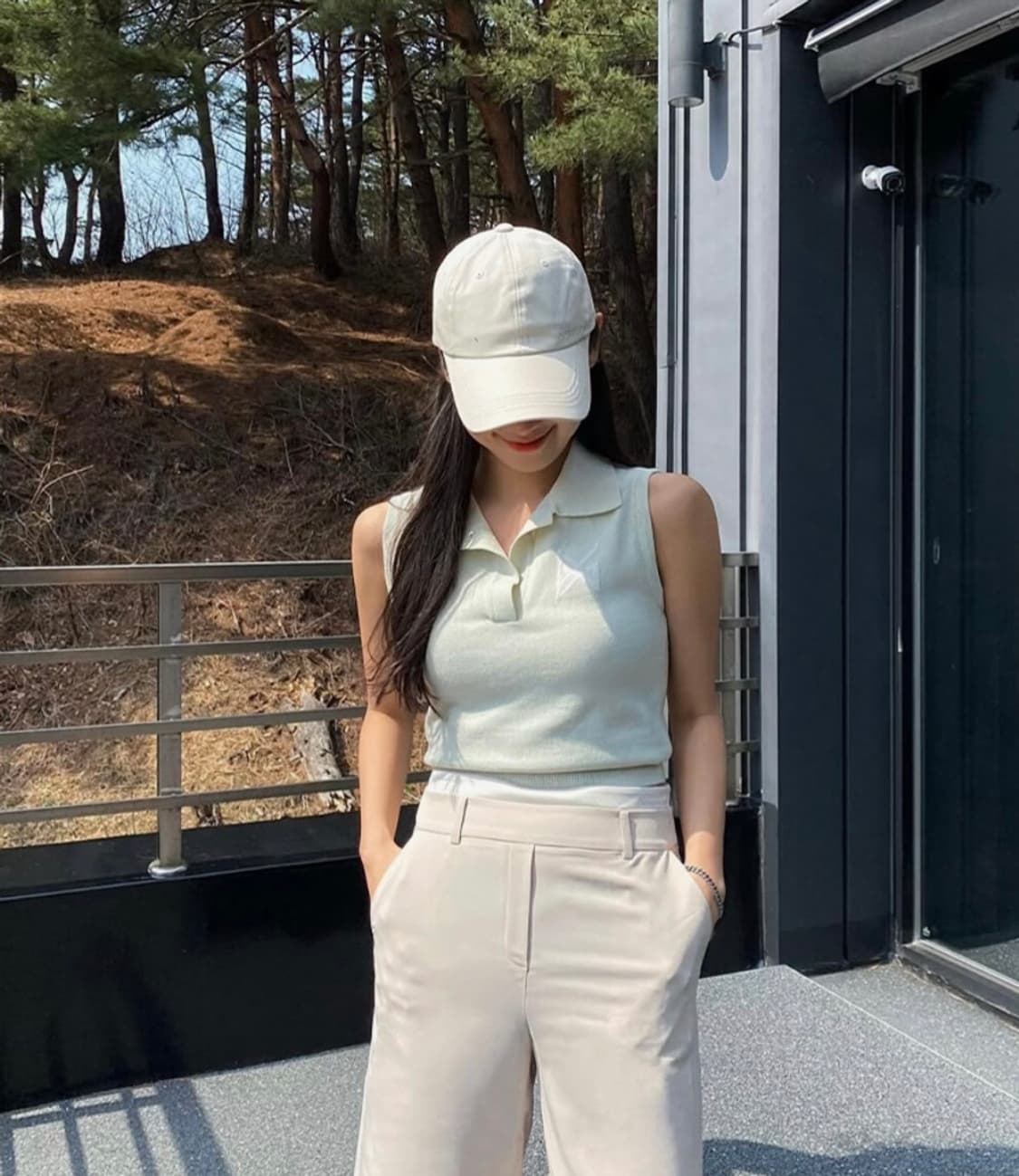 버뮤다그래스 배색 니트 베스트 민트 새상품 상품이미지3