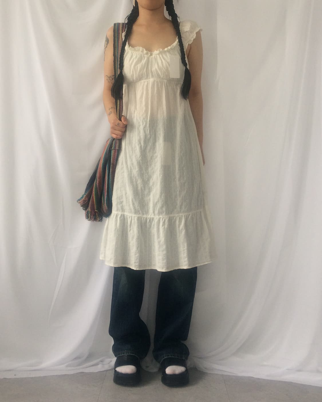 Dot pattern frill sleeveless onepiece 상품이미지7